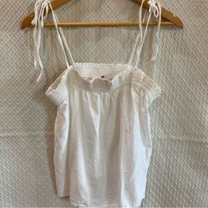 Levi's White Smocked Camisole Top. Tie Straps.